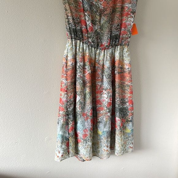 Alice + Olivia Floral Printed Mini Dress in Multicolor Silk Water colours - Picture 8 of 16